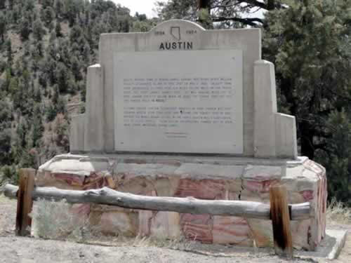Historical marker for Austin, Nevada, along U.S. Route 50